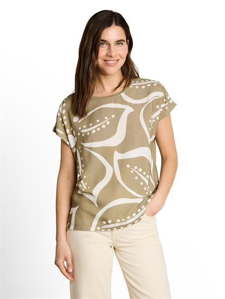 T-Shirt im Material-Mix silver olive