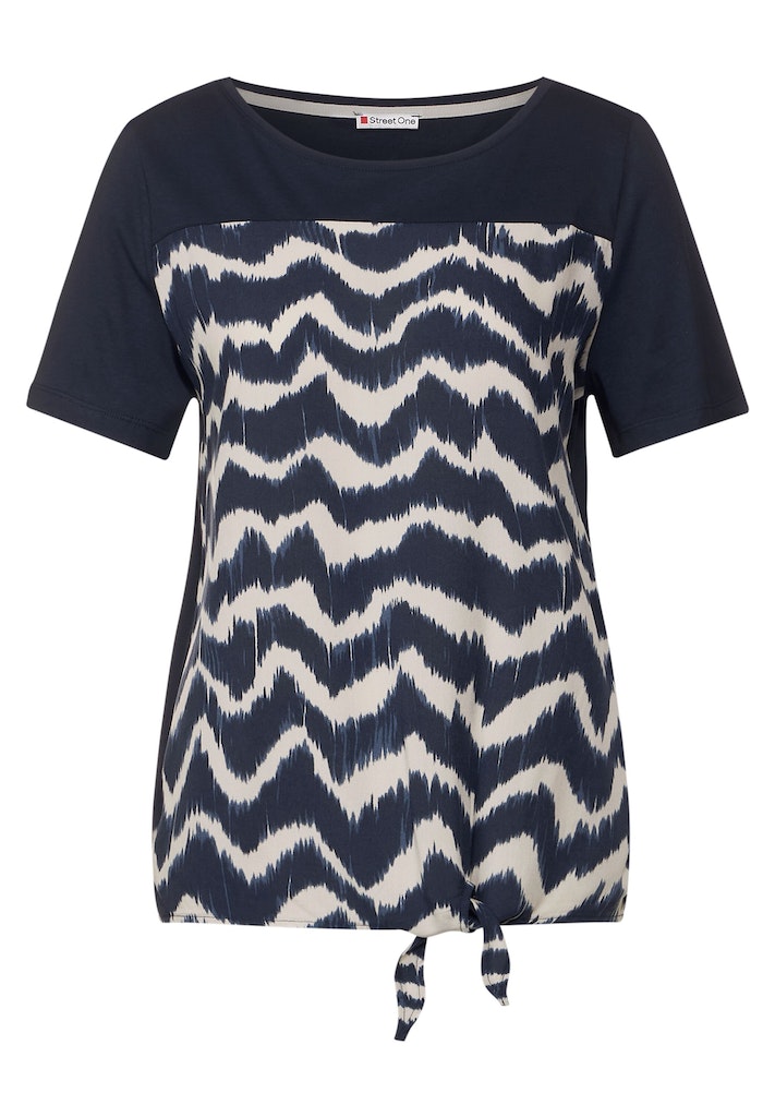 Street One Damen T-Shirt T-Shirt im Materialmix deep blue bequem online  kaufen bei