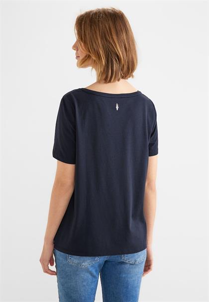 T-Shirt im Materialmix deep blue