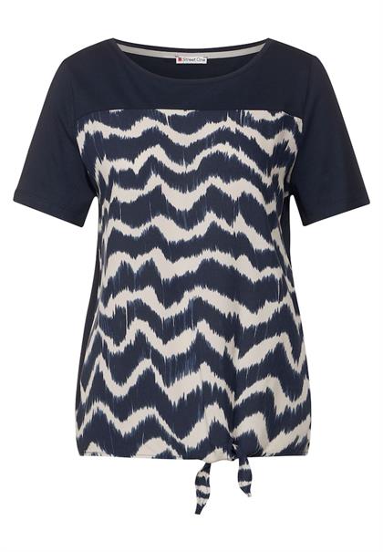 T-Shirt im Materialmix deep blue