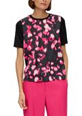 T-Shirt im Materialmix schwarz