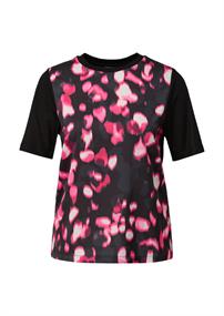 T-Shirt im Materialmix schwarz