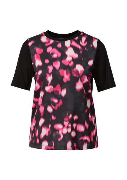 T-Shirt im Materialmix schwarz