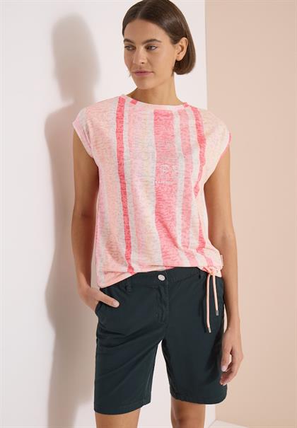 T-Shirt in Ausbrenner-Optik coral