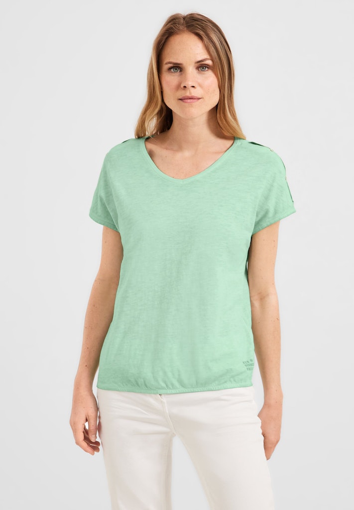 T-Shirt salvia Damen green Optik bei T-Shirt in online Cecil fresh bequem gewaschener kaufen