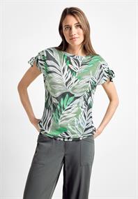 T-Shirt in Leinen Optik soft salvia green