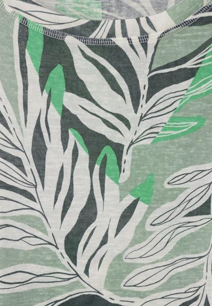 T-Shirt in Leinen Optik soft salvia green