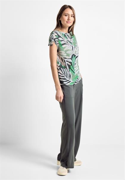 T-Shirt in Leinen Optik soft salvia green