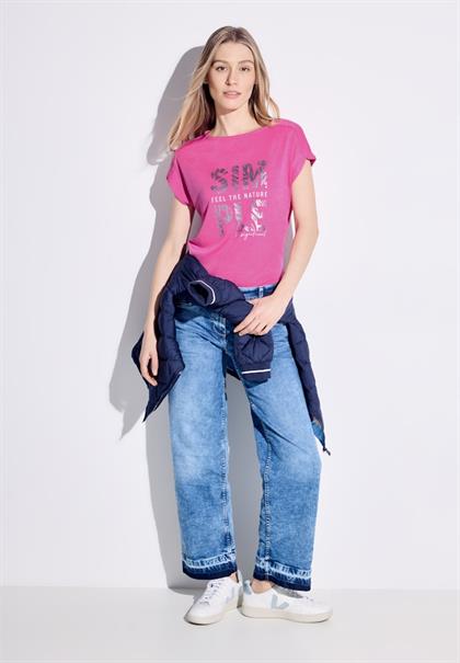 T-Shirt in Leinenoptik bloomy pink
