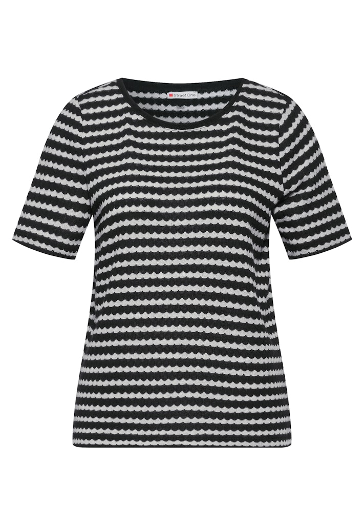 STREET ONE Kurzarmshirt - Shirt - T-Shirt - Materialmix-T-Shirt günstig online kaufen