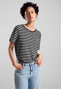T-Shirt in Strickoptik black