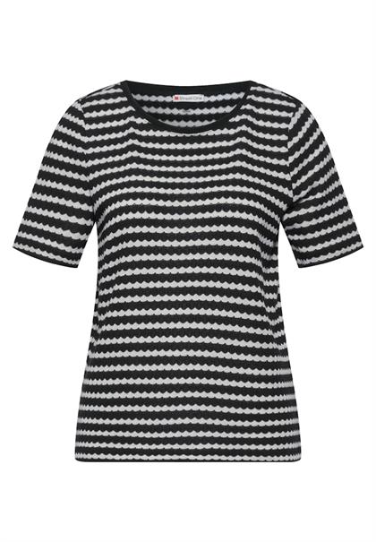 T-Shirt in Strickoptik black