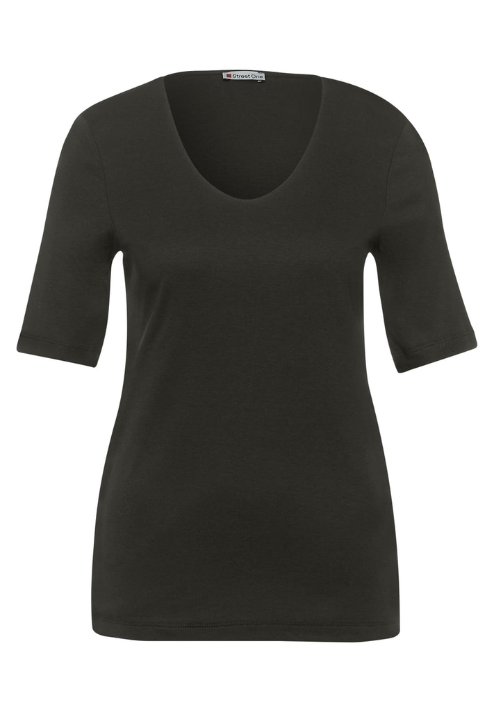 Street One Damen T-Shirt T-Shirt in Unifarbe bassy olive bequem online  kaufen bei