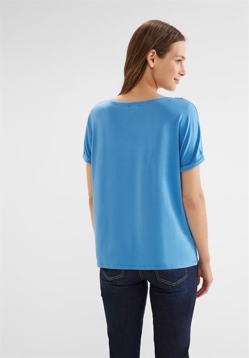 Street One Damen T-Shirt T-Shirt in Unifarbe deep blue bequem online kaufen  bei