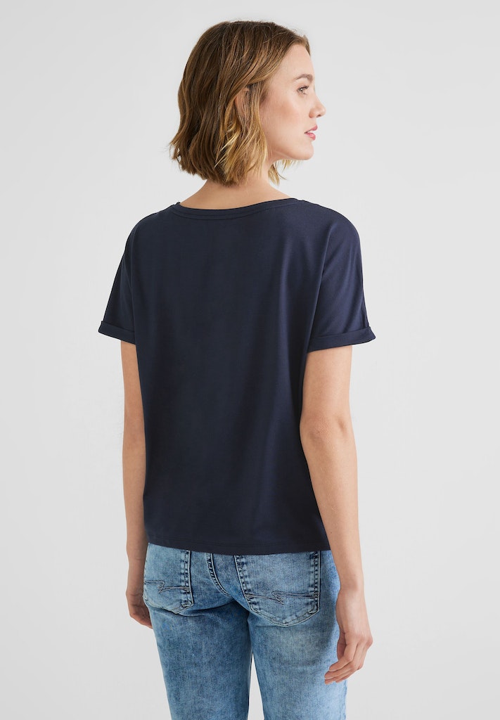 Damen kaufen deep in Street T-Shirt blue Unifarbe T-Shirt online bei One bequem