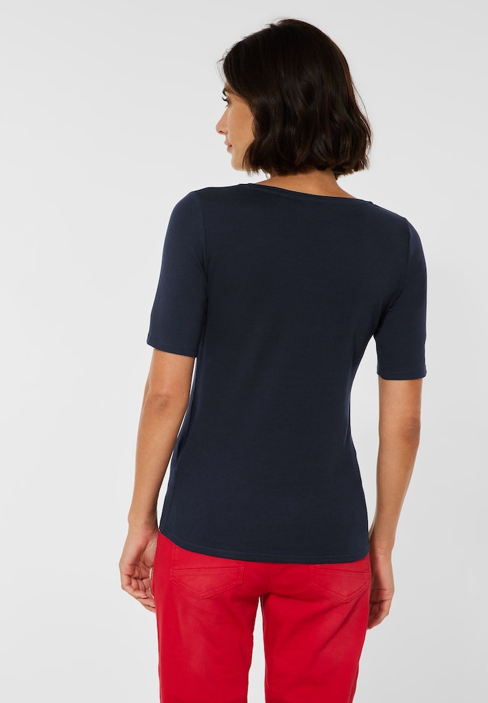 kaufen deep in Cecil bei Damen Unifarbe T-Shirt T-Shirt bequem blue online