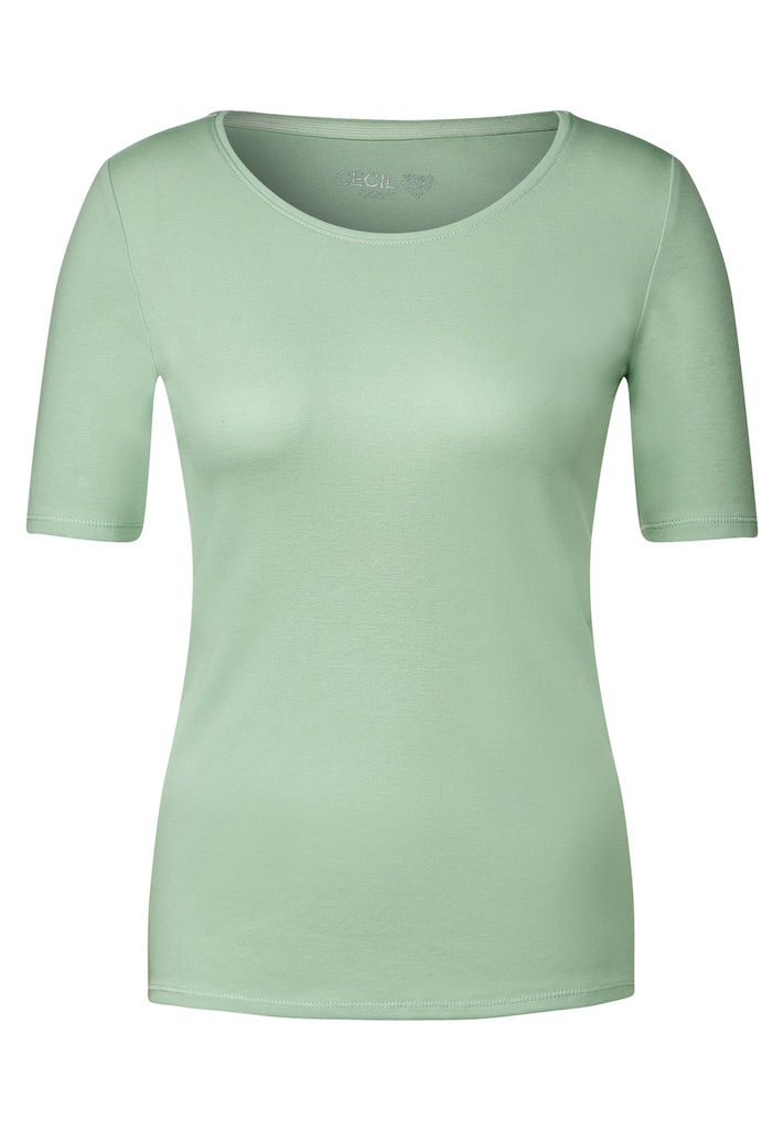 deep online Unifarbe Cecil Damen bequem in T-Shirt T-Shirt blue bei kaufen