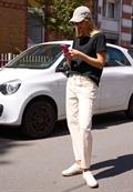 T-Shirt in Unifarbe mit Raffung black