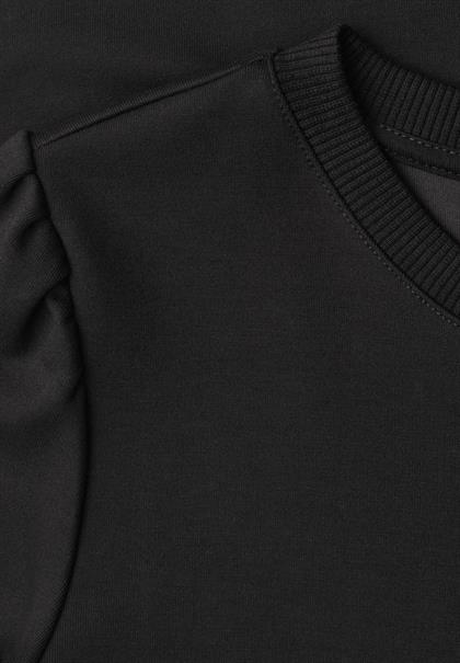 T-Shirt in Unifarbe mit Raffung black