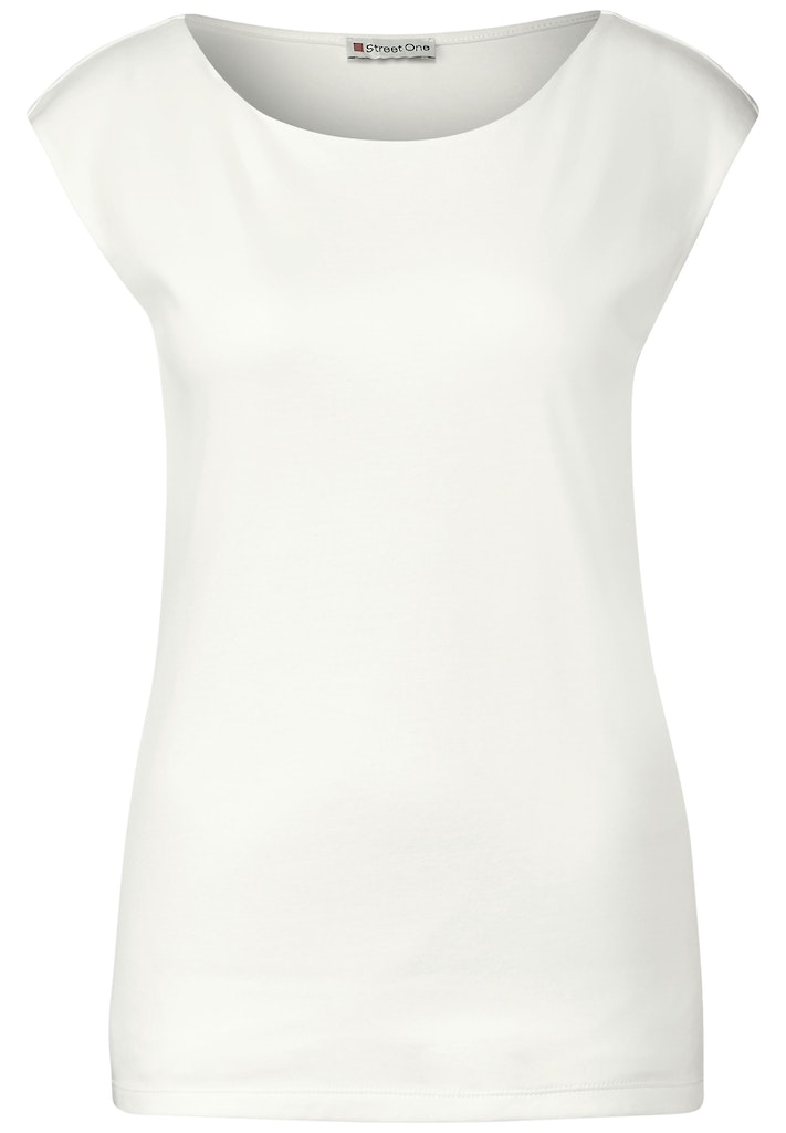 Street One Damen T-Shirt T-Shirt in Unifarbe off white bequem online kaufen  bei