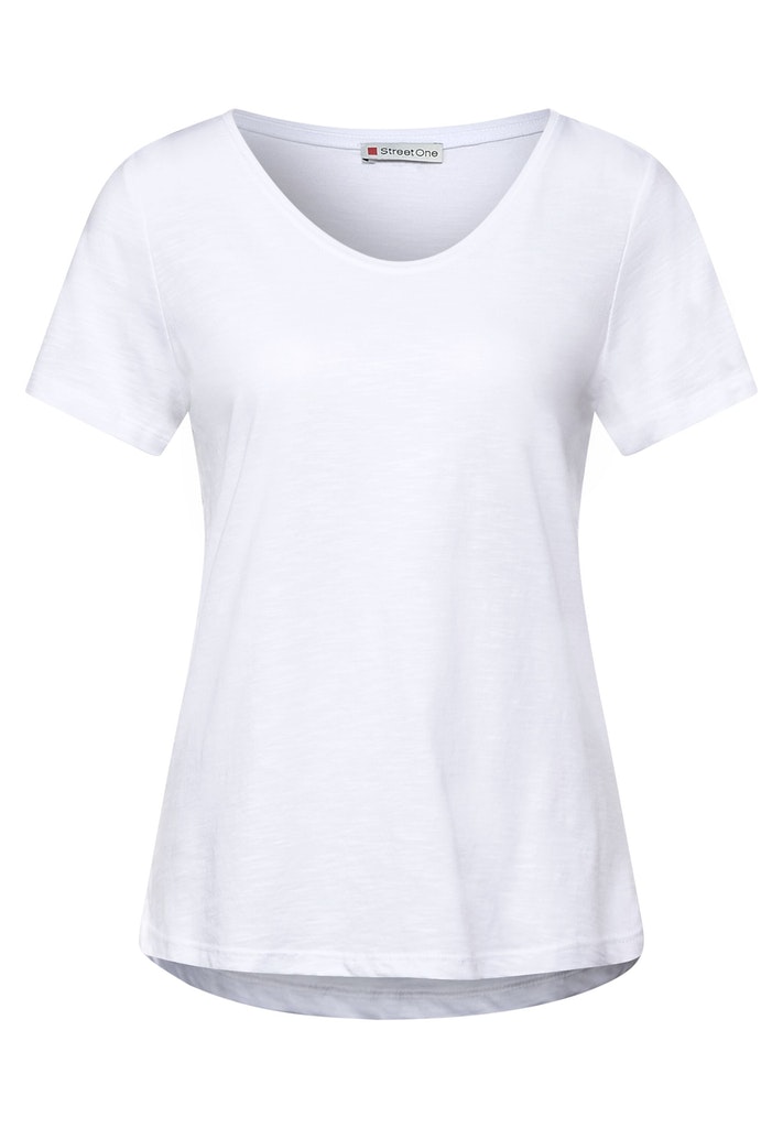 Street One online white in T-Shirt kaufen bequem Unifarbe T-Shirt Damen bei