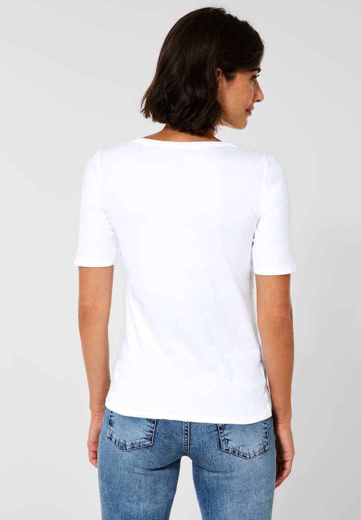 Damen deep kaufen Unifarbe Cecil blue bequem bei T-Shirt online T-Shirt in