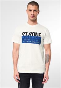 T-Shirt mit 3D Frontprint wool white