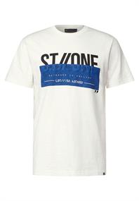 T-Shirt mit 3D Frontprint wool white