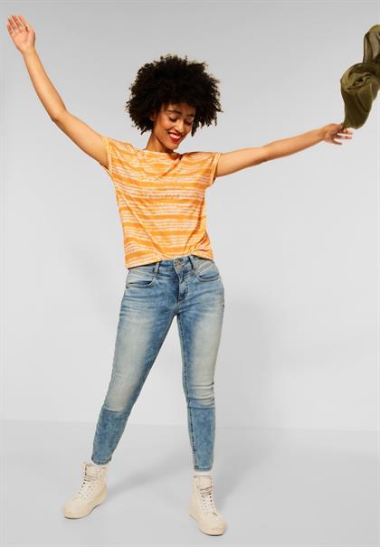 T-Shirt mit Batik Streifen sunset yellow