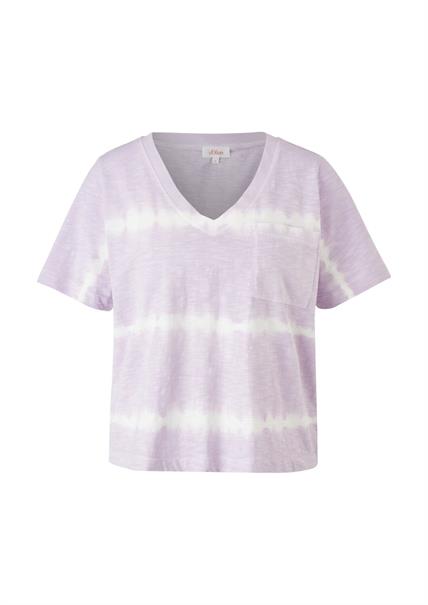 T-Shirt mit Batikmuster lila