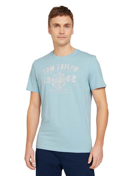 T-Shirt mit Bio-Baumwolle mit Textprint calm cloud blue