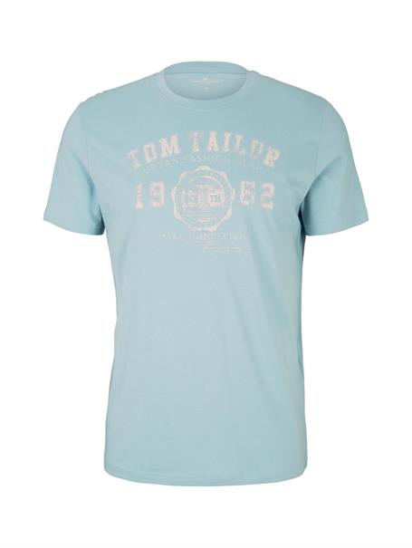 T-Shirt mit Bio-Baumwolle mit Textprint calm cloud blue