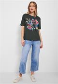 T-Shirt mit Blumen Fotoprint easy khaki