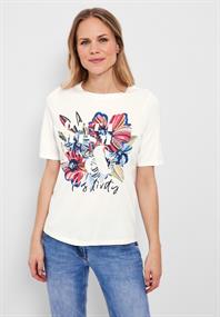 T-Shirt mit Blumen Fotoprint vanilla white