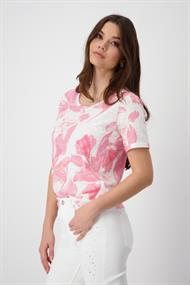 T-Shirt mit Blumen pink smoothie gemustert