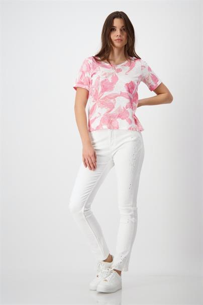 T-Shirt mit Blumen pink smoothie gemustert