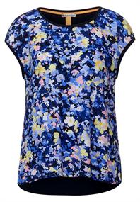 T-Shirt mit Blumen Print grand blue