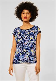 T-Shirt mit Blumen Print grand blue