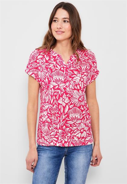 T-Shirt mit Blumenmuster strawberry red