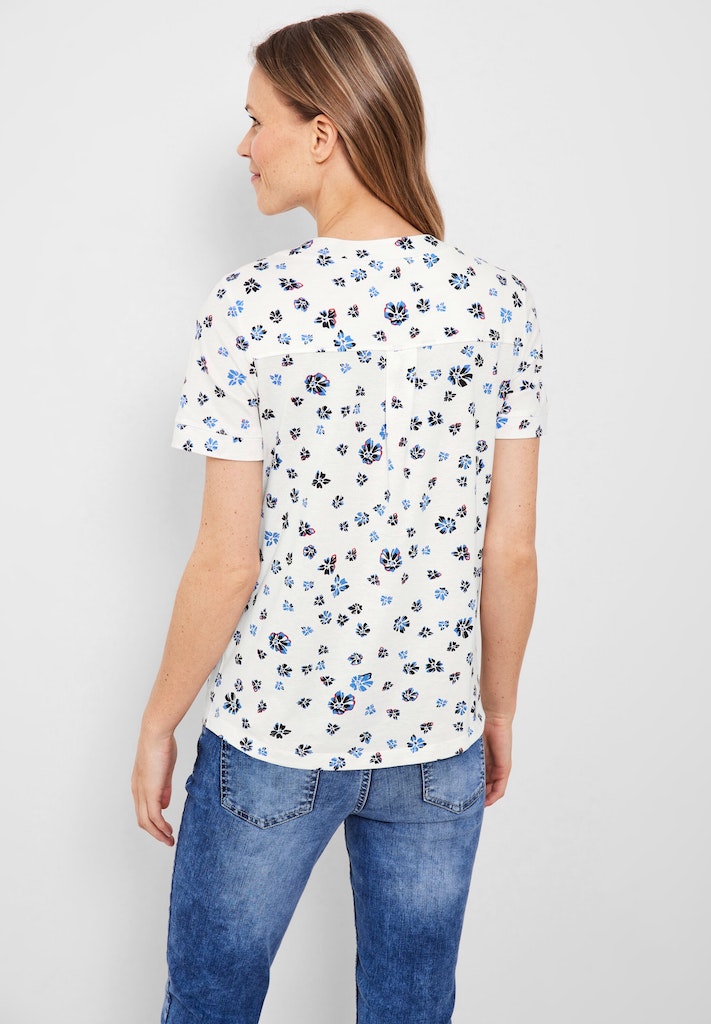 T-Shirt kaufen Damen white T-Shirt bequem bei mit Blumenprint vanilla online Cecil