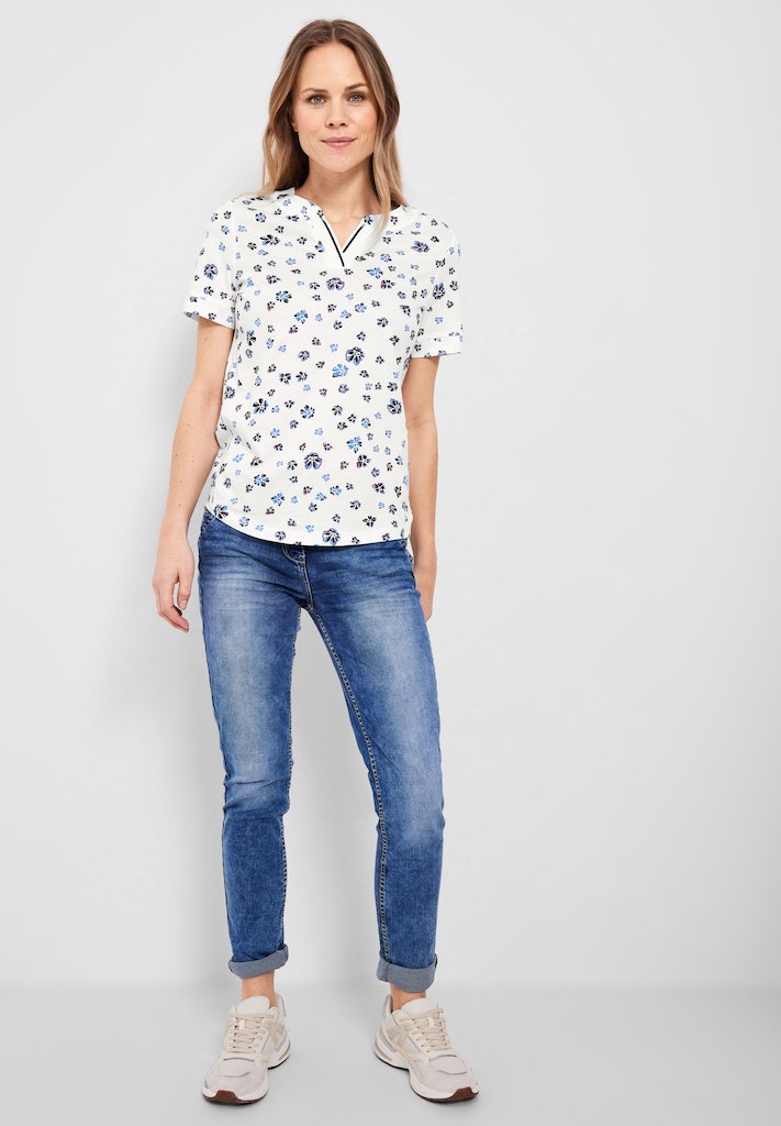 Cecil Damen T-Shirt T-Shirt Blumenprint kaufen white bequem bei online vanilla mit