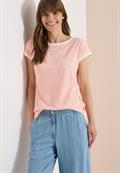T-Shirt mit Boat Neck und Streifen coral