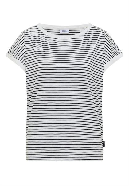 T-Shirt mit Boat Neck und Streifen palm breeze green