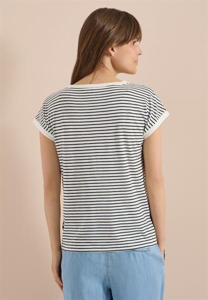 T-Shirt mit Boat Neck und Streifen palm breeze green