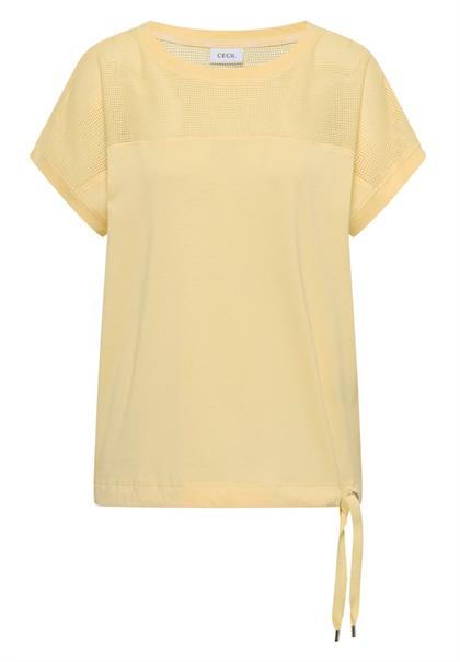 T-Shirt mit Boatneck und Mesh-Einsatz buttermilk yellow