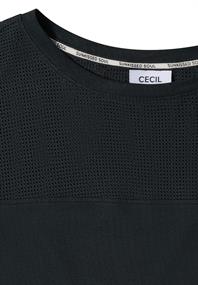 T-Shirt mit Boatneck und Mesh-Einsatz palm breeze green