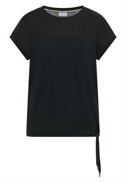 T-Shirt mit Boatneck und Mesh-Einsatz palm breeze green