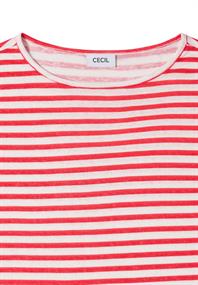 T-Shirt mit Boatneck und Streifen fresh red