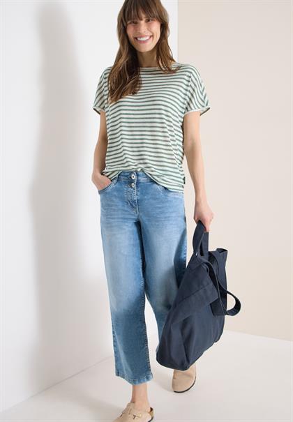 T-Shirt mit Boatneck und Streifen just khaki