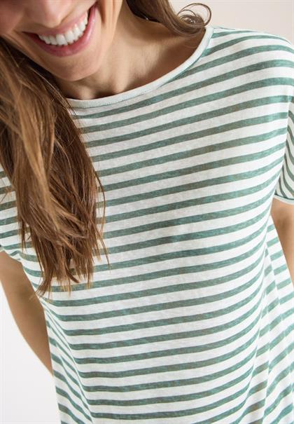T-Shirt mit Boatneck und Streifen just khaki